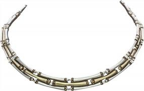 img 4 attached to John Medeiros 16" Gold & Silver 3-Row Hinged Necklace | Made In America