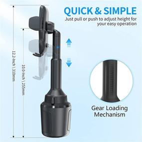 img 2 attached to 📱 1Zero Solid Car Phone Mount - Thick Case &amp; Big Phone Friendly, Cup Holder & Air Vent Mount, Compatible with All Cell Phone iPhone, Adjustable Height, Quick Release, 360+360 Degree Rotatable