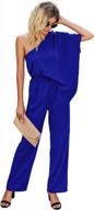 loose wide leg one shoulder jumpsuit with elastic waist and slanted long pants for casual women - glamaker rompers logo