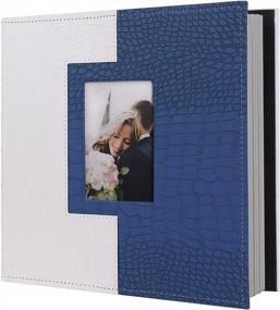 img 4 attached to RECUTMS Self Adhesive Photo Album DIY 4X6 5X7 8X10 Photos Picture Album Book Pictures Scrapbook Photo Album With Sticky Leather Scrap Book Wedding Photo Album（Blue White）