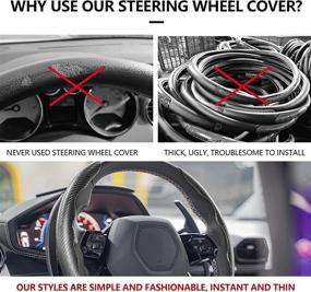 img 2 attached to 🚗 Carbon Fiber Steering Wheel Cover - Non-Slip Car Accessory for Men's and Women's Safety - Universal 15-inch Auto Steering Wheel Cover - Enhance Car Steering with Accessories - Perfect Gift (Black)
