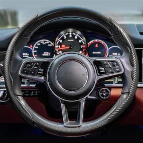 img 3 attached to 🚗 Carbon Fiber Steering Wheel Cover - Non-Slip Car Accessory for Men's and Women's Safety - Universal 15-inch Auto Steering Wheel Cover - Enhance Car Steering with Accessories - Perfect Gift (Black)