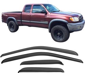 img 4 attached to 🚗 IKON MOTORSPORTS Window Visors Compatible With 2000-2006 Toyota Tundra Extended Cab - Slim, Tinted, Acrylic Resistant Shield Cover for Wind, Sun, and Rain Guard (2001-2005)