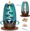 experience serenity with spacekeeper blue ceramic backflow incense holder: waterfall style with 150 incense cones and sticks for aromatherapy and home decor logo