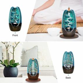 img 3 attached to Experience Serenity With SPACEKEEPER Blue Ceramic Backflow Incense Holder: Waterfall Style With 150 Incense Cones And Sticks For Aromatherapy And Home Decor