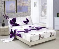 hig 3d bed sheet set - 4 piece 3d purple butterfly reactive printed sheet set queen size (y34) - soft, breathable, fade resistant - includes 1 flat sheet,1 fitted sheet,2 shams logo