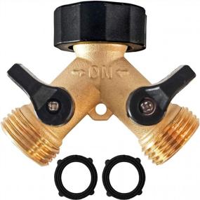 img 4 attached to Hourleey Brass Garden Hose Splitter 2 Way, 3/4 Inch Hose Connector Tap Splitter, Hose Y Splitter, Hose Spigot Adapter 2 Valves With Extra Rubber Washers (1)