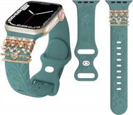 women's floral laser apple watch band 38mm 40mm 41mm 42mm 44mm 45mm 49 mm with charms for iwatch series 8 7 6 5 4 3 2 1 ultra se logo