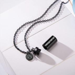 img 2 attached to Silver Urn Necklace For Ashes - 1/3 Pcs Crystal Black Cremation Jewelry With Birthstone Cube, Keepsake Memorial Bar Pendant & CZ