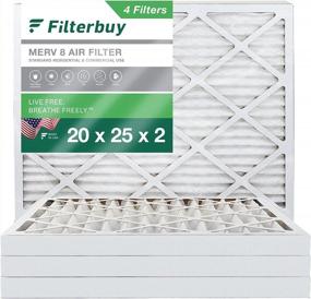img 4 attached to Filterbuy 20X25X2 Air Filter MERV 8 Dust Defense (4-Pack), Pleated HVAC AC Furnace Air Filters Replacement (Actual Size: 19.50 X 24.50 X 1.75 Inches)