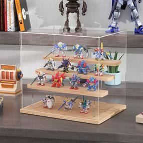 img 1 attached to InnoAura 4-Tier Acrylic Display Case With Wood Base For Collectibles And Action Figures (11.8X8.7X11 Inch) - Includes Clean Stuff And Sticker