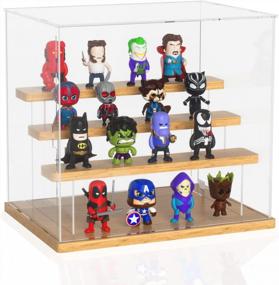 img 3 attached to InnoAura 4-Tier Acrylic Display Case With Wood Base For Collectibles And Action Figures (11.8X8.7X11 Inch) - Includes Clean Stuff And Sticker