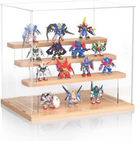 img 4 attached to InnoAura 4-Tier Acrylic Display Case With Wood Base For Collectibles And Action Figures (11.8X8.7X11 Inch) - Includes Clean Stuff And Sticker