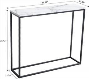 img 3 attached to Modern Faux Marble Console Table For Entryway, Living Room And Bedroom - Roomfitters 41'' MDF Marble Table With Black Metal Frame, Perfect As Dining Room Bar Or Display Table, Rectangular Design