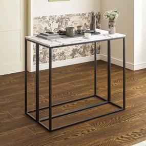 img 2 attached to Modern Faux Marble Console Table For Entryway, Living Room And Bedroom - Roomfitters 41'' MDF Marble Table With Black Metal Frame, Perfect As Dining Room Bar Or Display Table, Rectangular Design