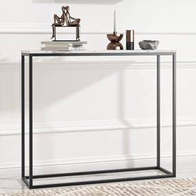 img 4 attached to Modern Faux Marble Console Table For Entryway, Living Room And Bedroom - Roomfitters 41'' MDF Marble Table With Black Metal Frame, Perfect As Dining Room Bar Or Display Table, Rectangular Design