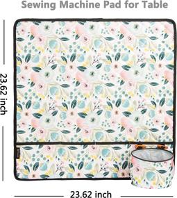 img 3 attached to Floral Beige Background Water-Resistant Sewing Machine Pad Organizer With Pockets For Table And Accessories.