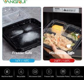 img 3 attached to Efficient Meal Prep With YANGRUI Clamshell Food Containers - Large Capacity & Leak Proof 3-Compartment 9.5 Inch Containers For Microwave & Freezer