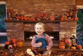 img 2 attached to HUAYI Autumn Backdrop Thanksgiving Day Photography Banner Countryside Fireplace Gnomes Pumpkin Decorations Back Drops Newborn Kids Child Portrait Photo Studio Booth Background Vintage Rustic Wallpaper