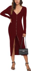 img 3 attached to Cmz2005 Womens Button Sleeve Bodycon Women's Clothing via Dresses