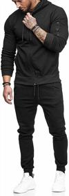 img 3 attached to Men'S 2 Piece Hooded Tracksuit Sweatsuit Set With Joggers And Hoodie For Gym Workout & Jogging