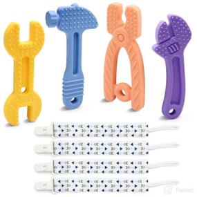 img 4 attached to 👶 BPA-Free Silicone Baby Molar Teether Teething Toys - Soothing Chew Toys for Babies 0-6 Months and 6-12 Months - Set of 8