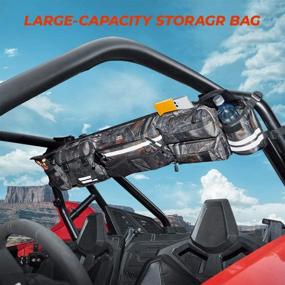 img 3 attached to 👜 High-Quality UTV Roll Cage Organizer Camo: KEMIMOTO Upgrade Rear Storage Bag Gear with Reflective Strip, Ideal for Pioneer, Talon, Ranger RZR & More Full Size UTVs