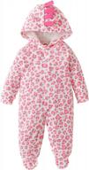 adorable dinosaur footed pajamas for newborns: unisex hooded rompers with non-slip soles - available in sizes 0-24 months logo