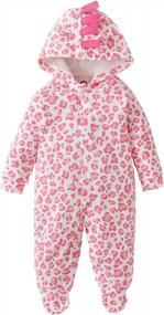 img 4 attached to Adorable Dinosaur Footed Pajamas For Newborns: Unisex Hooded Rompers With Non-Slip Soles - Available In Sizes 0-24 Months