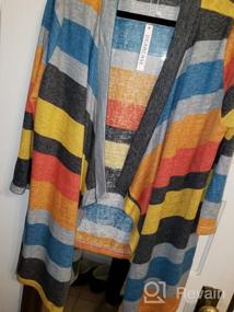 img 8 attached to Striped Printed Open Front Draped Kimono Loose Cardigan With 3/4 Sleeves For Women By DEARCASE