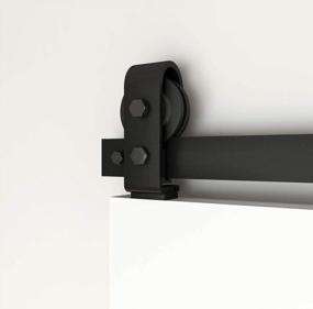 img 1 attached to DIYHD Top Mount Black Barn Door Hardware Kit For 2 Bi-Folding Sliding Doors - Flat Track Rollers, No Doors Included - 37-3/8