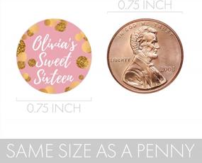 img 2 attached to Sweet Sixteen Party Essential: Personalized Pink And Gold Candy Stickers With Name - 180 Labels
