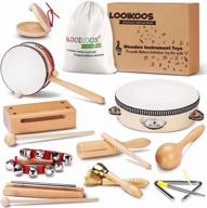 natural wooden percussion instruments toy set for toddlers - educational musical toys with storage bag for boys and girls by looikoos logo