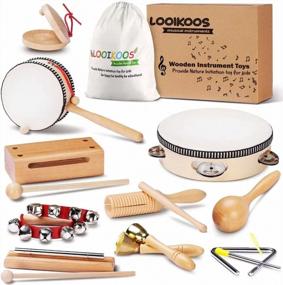 img 4 attached to Natural Wooden Percussion Instruments Toy Set For Toddlers - Educational Musical Toys With Storage Bag For Boys And Girls By LOOIKOOS