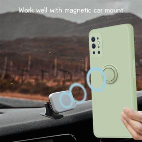 img 1 attached to 📱 Coqibel OnePlus 9 Pro 5G Case - Liquid Silicone with 360° Ring Kickstand, Car Mount Function, and Microfiber Liner - Tea Green, 6.7" Inch Cover for Slim Full Body Protection