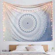 dremisland grey mandala flower tapestry - indian hippie bohemian wall hanging bedding tapestry (l:80"x60") for modern home decor logo