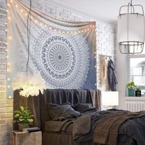 img 3 attached to Dremisland Grey Mandala Flower Tapestry - Indian Hippie Bohemian Wall Hanging Bedding Tapestry (L:80"X60") For Modern Home Decor