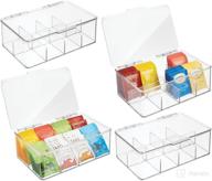 mdesign clear plastic tea bag divided storage organizer container box - 4 pack logo
