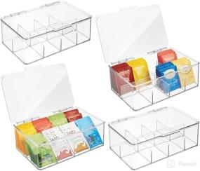 img 4 attached to mDesign Clear Plastic Tea Bag Divided Storage Organizer Container Box - 4 Pack