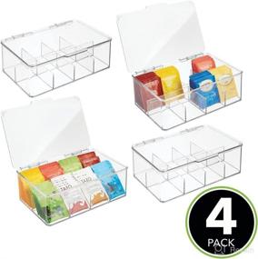 img 3 attached to mDesign Clear Plastic Tea Bag Divided Storage Organizer Container Box - 4 Pack