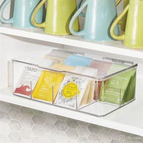 img 2 attached to mDesign Clear Plastic Tea Bag Divided Storage Organizer Container Box - 4 Pack
