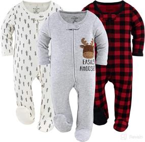 img 4 attached to 👶 The Peanutshell Footed Baby Sleepers: Buffalo Plaid & Woodland Styles, Newborn to 12 Months, for Boys and Girls
