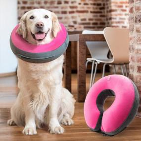 img 4 attached to GoodBoy Pink Inflatable Donut E-Collar For Dogs & Cats – Comfortable Post Surgery Or Wound Recovery Collar (2)