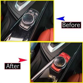 img 1 attached to 🔴 Enhance BMW Controler Aesthetics with Red Aluminum Alloy Multimedia Button iDrive Frame Decoration Sticker Cover for 1/2/3/3GT/4/5/5GT/6/X1/X3/X4/X5 Series