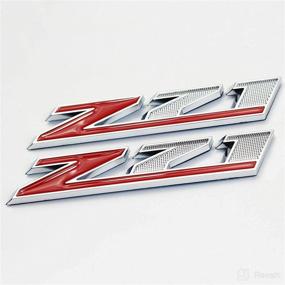 img 2 attached to Z71 Emblems 2-Pack - Premium Metal Decal Emblems for Silverado Sierra Suburban Colorado F250 F350 (Red/Silver)