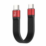 🔴 короткий usb c кабель lamtoon 100w - быстрая синхронизация и зарядка, thunderbolt 3, видео 4k - красный логотип