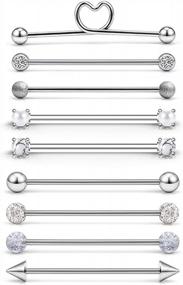 img 4 attached to Gold Industrial Piercing Jewelry Set - Barbell, Earrings, And Kit For 16G Industrial Piercing