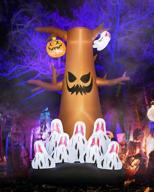 scary halloween decorations: gaiatop 8 ft inflatable dead tree with white ghost, pumpkin, and bat, led lights, perfect for yard lawn garden holiday party logo