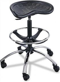 img 2 attached to 🪑 Safco SitStar Stool - Height Adjustable, Tractor-shaped Seat, Black with Chrome Base