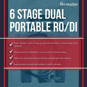 img 1 attached to LiquaGen - Dual 6 Stage Under Sink RO/DI Water Filter System for Drinking & Aquarium (pH Alkaline, 100 GPD)